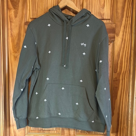 Lrg Other - LRG Hoodie Mens Size L Green AOP Logo Embroidery Pullover Fleece Sweatshirt